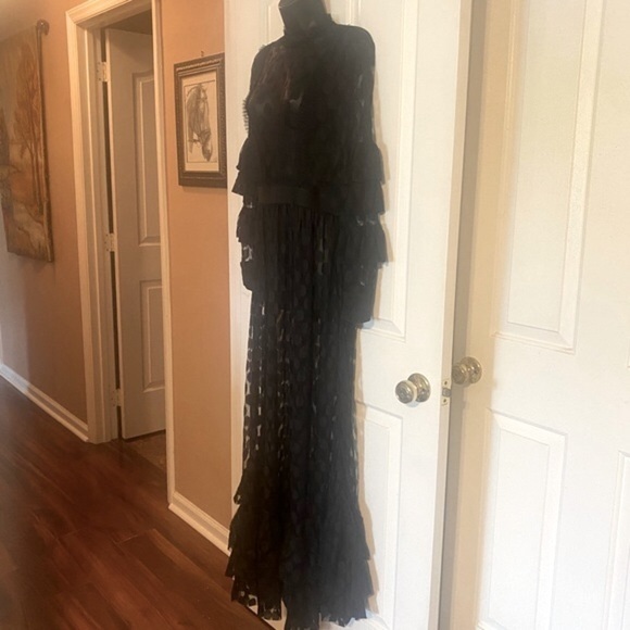 SHEER MESH POLKA DOT TIERED RUFFLE DRESS - Picture 10 of 15